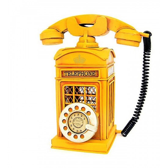 Dekoratif Metal Ahizeli Telefon Kumbara Sarı