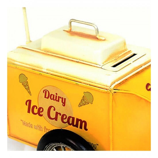 Nostaljik Dekoratif Dondurma Arabası Sarı
