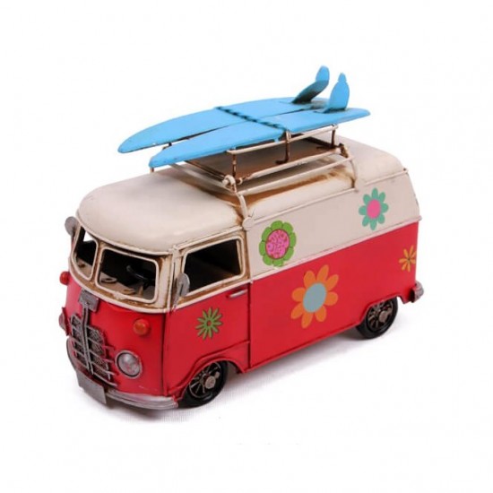 Dekoratif Metal Nostaljik Vosvos Minibüs Çerçeveli ve Kumbaralı Camper Van Classic  E-5382