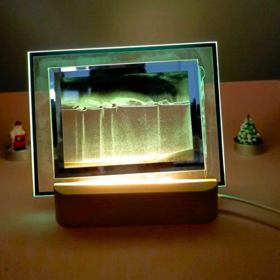 3D Led Işıklı Kum Saati Gece Lambası Kum Sanatı Siyah 