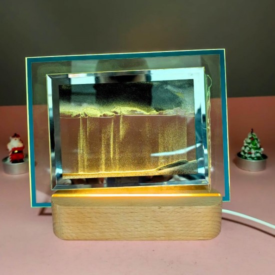 3D Led Işıklı Kum Saati Gece Lambası Kum Sanatı Siyah 